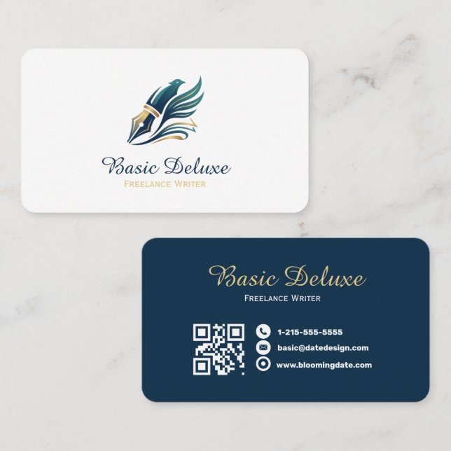 Cartão de Visita de Escritor Freelancer com código (Frente/Verso)