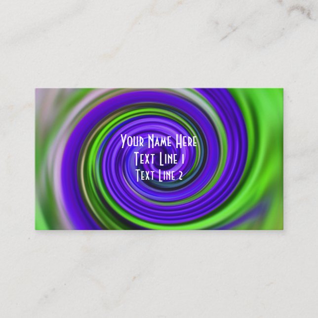 Cartão de visita de espirais amarelo abstrato (Frente)