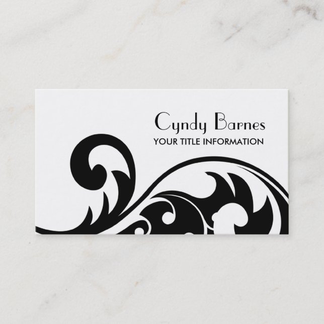 Cartão de visita de espirais preto e branco (Frente)