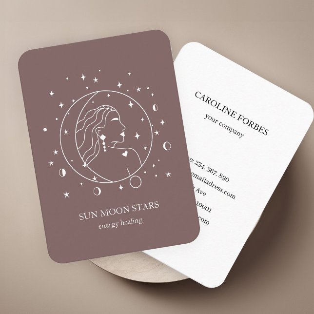 Cartão de visita de estrela da Lua do Sol minimali (Minimalistic sun moon star Business card)