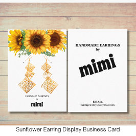 Cartão de visita de exibição de brinco de girassol