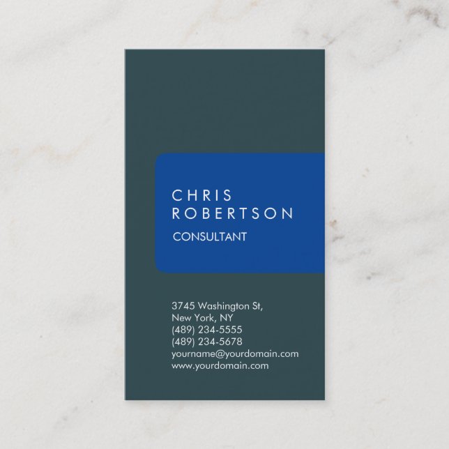 Cartão de visita de faixa azul de índigo única ver (Frente)