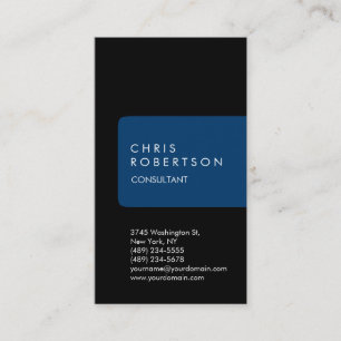 Cartão de visita de faixa azul escura e única vert