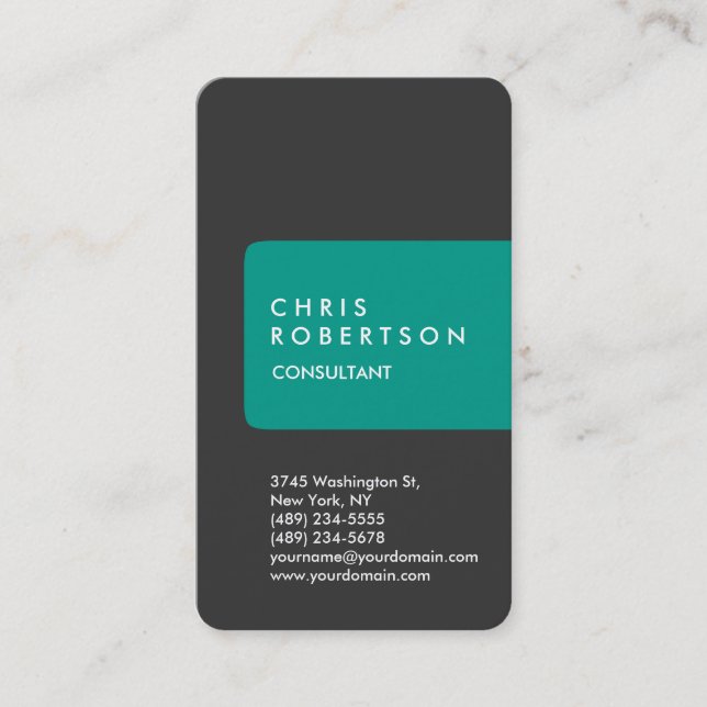 Cartão de visita de faixa verde Cinza azul de  ver (Frente)