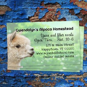 Cartão de Visita de Fibra de Tricô de Alpaca Branc