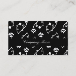 Cartão de visita de flores brancas pretas retrorre
