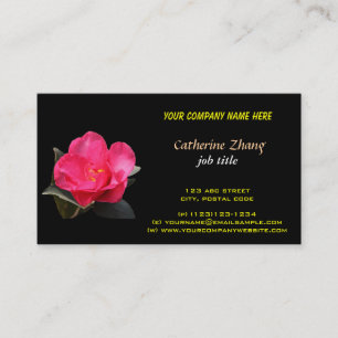cartão de visita de flores de camellia rosa