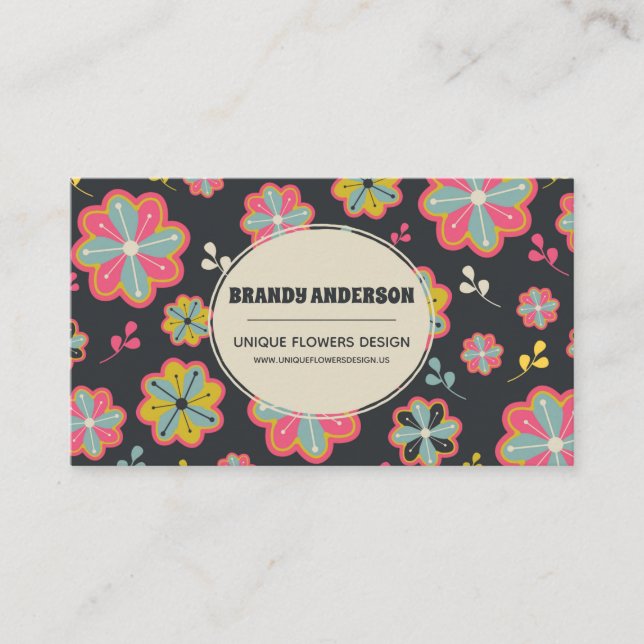 Cartão de visita de Flores de Estilo Retroativo Ún (Frente)