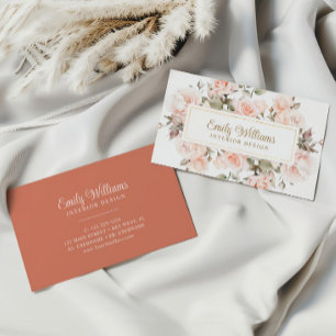 Cartão de visita de Flores Rosa Rosa Rosa Elegante