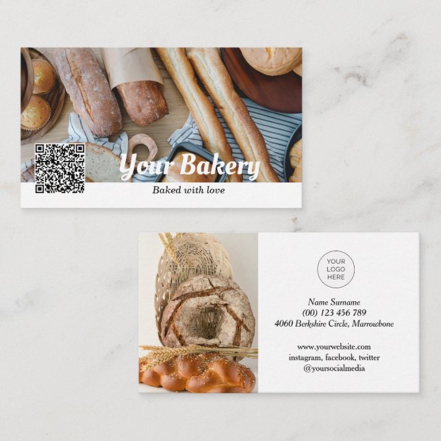 Cartão de visita de folha de fotos com código QR c (Frente/Verso)