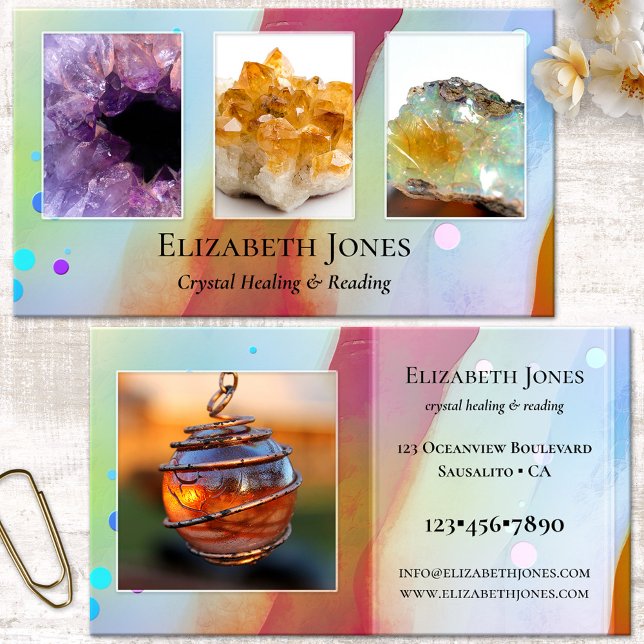 Cartão de visita de Foto de Leitura de Reparo de C (Spiritual crystal healer artistic business card with your own photos - psychic - medium - healer)