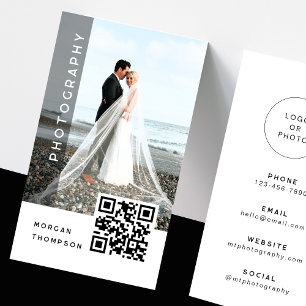 Cartão de Visita de Fotografia com Código QR Moder