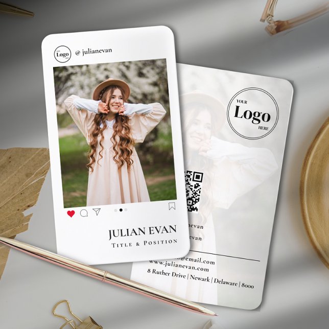 Cartão de visita de Fotografia do Perfil Simples d (Criador carregado)