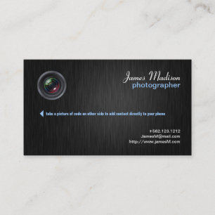 Cartão de visita de fotografia elegante com códi