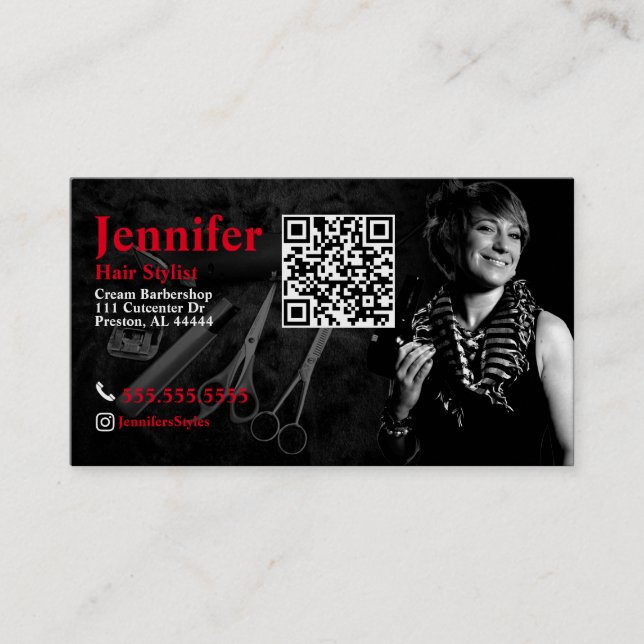 Cartão de visita de Fotografia Stylist com Código  (Frente)