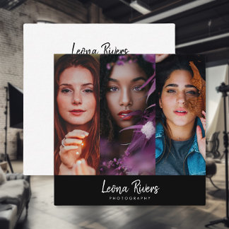 Cartão de visita de Fotógrafo de Código QR de Três