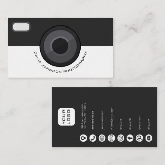 Cartão de Visita de Fotógrafo Preto e Branco Elega