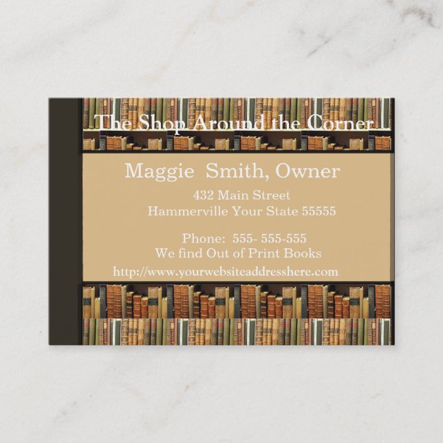 Cartão de visita de Fundo do Livro (Frente)