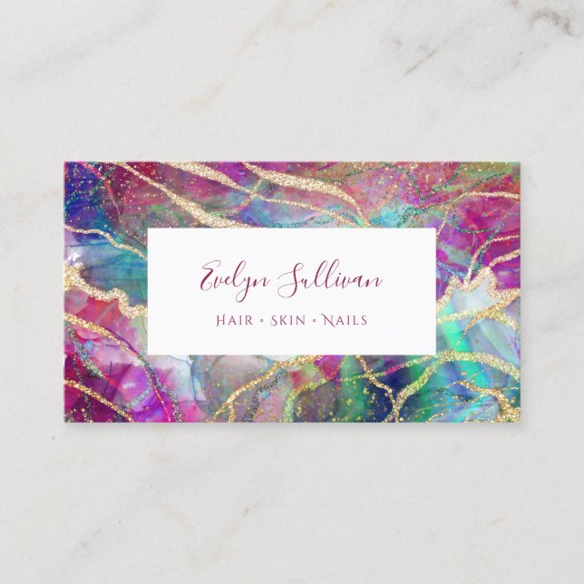 Cartão de visita de fundo opal Fuchsia (Frente)