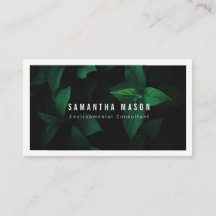 Cartão de visita de Fundo Verde Escuro Folha