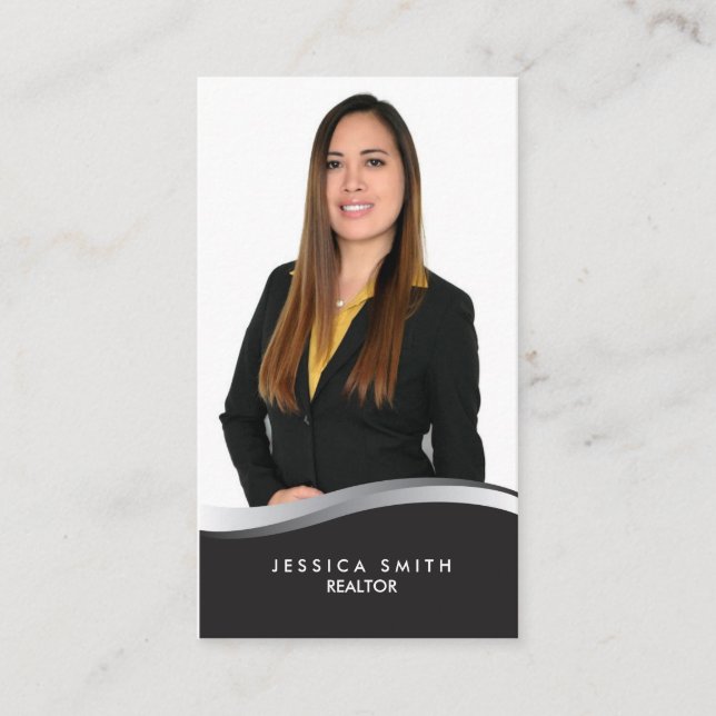 Cartão de visita de galhardetes prateados do Real  (Frente)