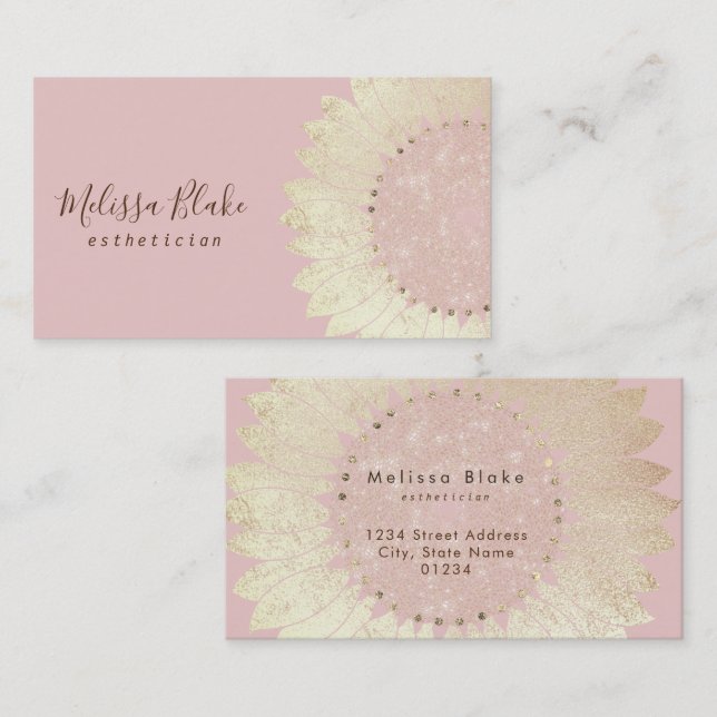 cartão de visita de girassol de folha fina (Frente/Verso)