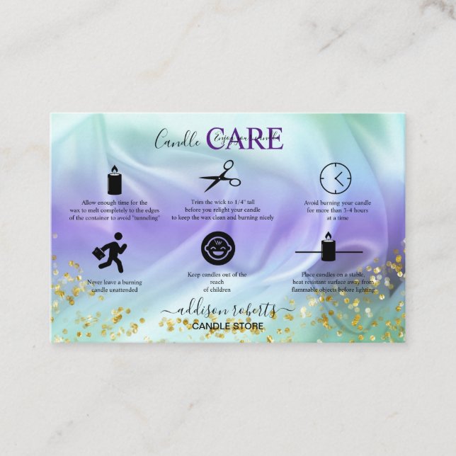 Cartão de visita de Glitaria Verde e Púrpura (Frente)