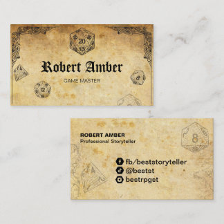Cartão de visita de GM de Dice RPG personalizável