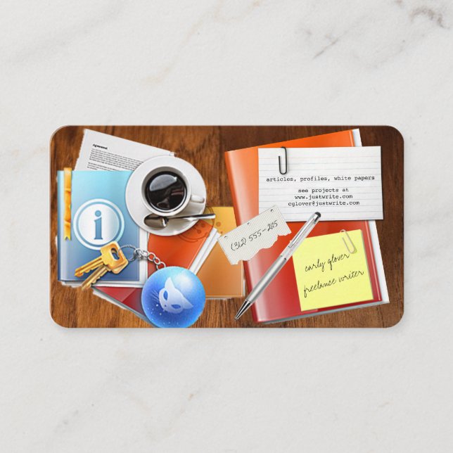 cartão de visita de gravador de freelance de deskt (Frente)