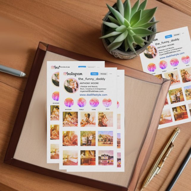 Cartão de visita de grelha de fotografias do Insta (Custom instagram photo collage, photo grid. promotional instagram business card.)