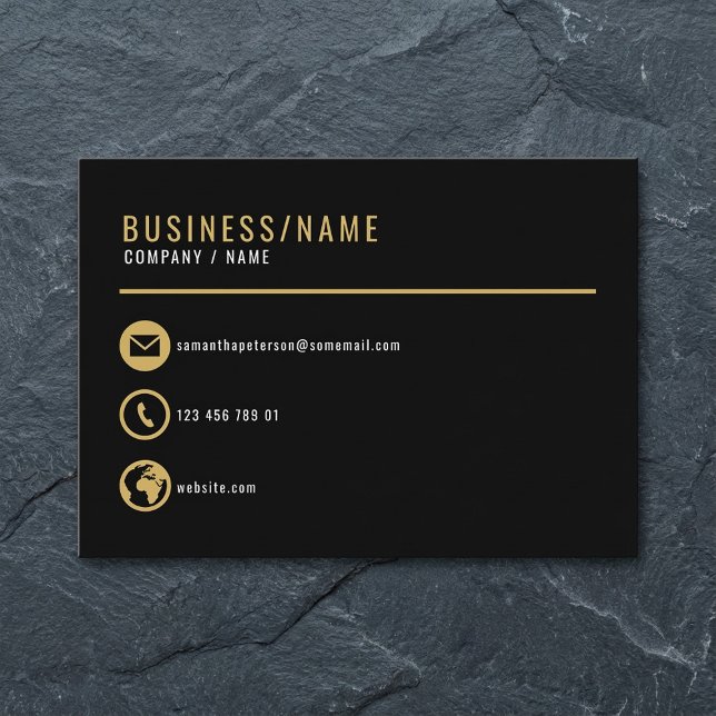 Cartão de visita de ícones negros e dourados (Black and gold icons business card. business card.)