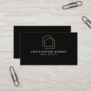 Cartão de Visita de Imobiliária Preto Clássico