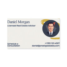 Cartão de Visita de Imóveis Dourado e Azul-Marinho
