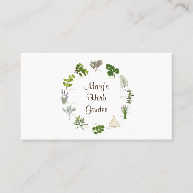 Cartão de visita de Jardim Herb Personalizado (Frente)