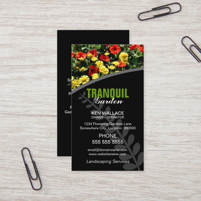 Cartão de visita de jardim paisagístico (Frente/Verso In Situ)