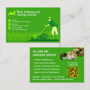 Cartão de visita de jardinagem e jardinagem