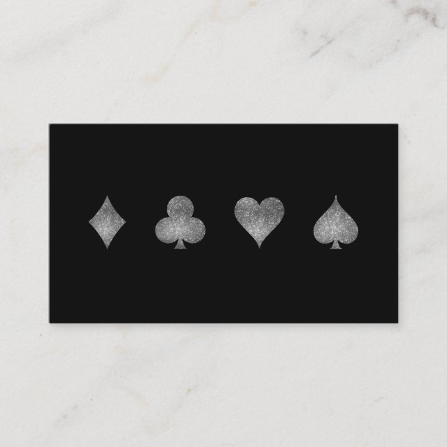 Cartão de visita de Jogos do Faux Silver Glitter C (Frente)