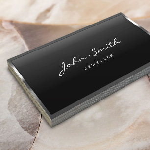 Cartão de visita de joias de borda metálica Lega