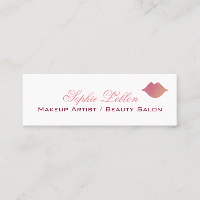 cartão de visita de lábios rosa elegante para arti (Frente)
