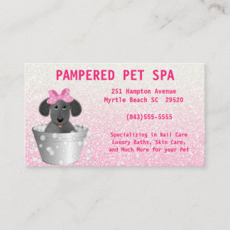 Cartão de visita de Largura Rosa Pet Groomer