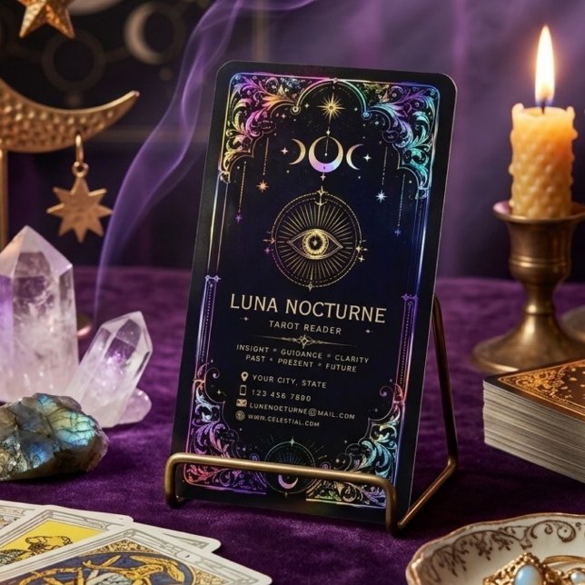 Cartão de Visita de Leitor de Tarot de Luxo com Có (Criador carregado)