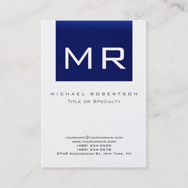 Cartão de visita de limpeza azul com cruz de monog (Frente)