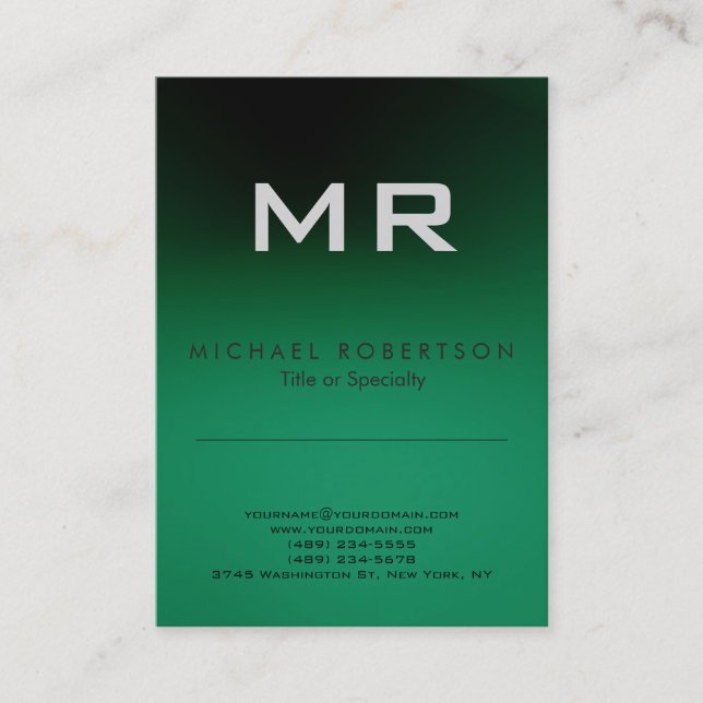 Cartão de visita de Limpeza Verde e Monograma Mode (Frente)
