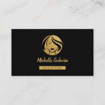 Cartão de visita de Lista de Cabelos. Dourado em p