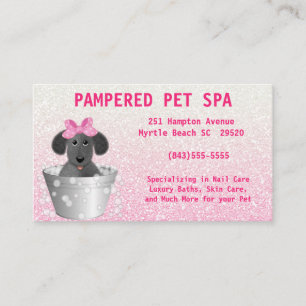 Cartão de visita de Literatura Rosa Pet Groomer