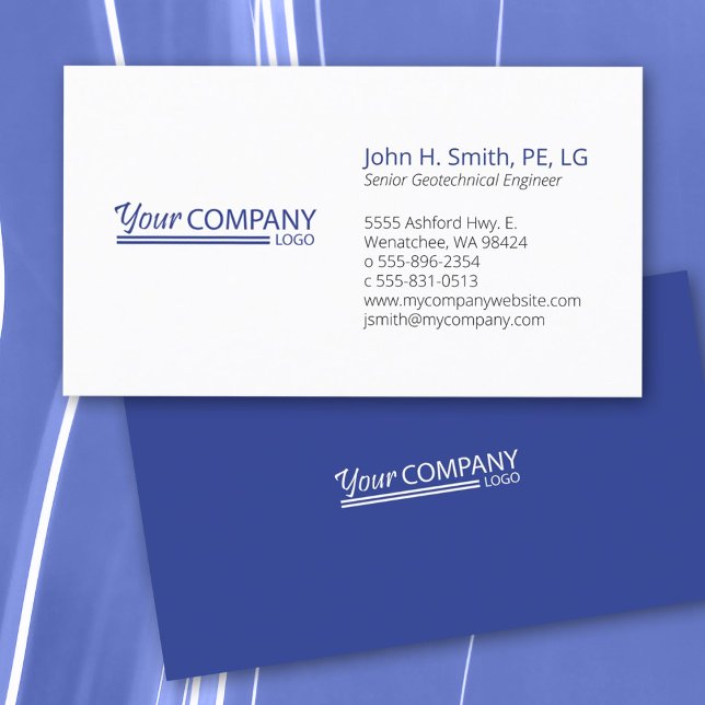 Cartão de visita de logotipo azul básico (Minimalist professional bold blue, primary blue simple business card with blue logo)
