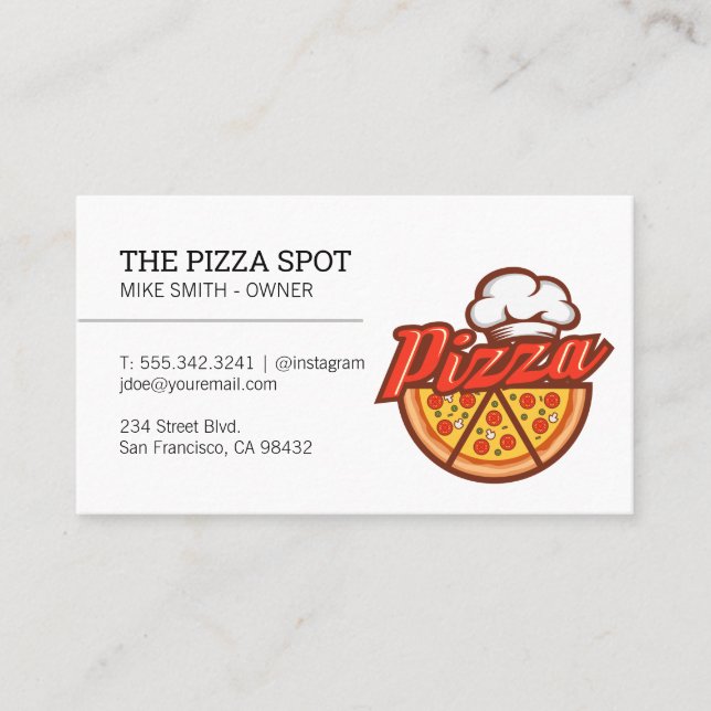 Cartão de visita de logotipo da Pizza de Chef Hat (Frente)