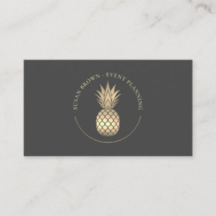 Cartão de visita de logotipo de abacaxi Dourado c