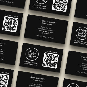 Cartão de visita de logotipo de código QR preto