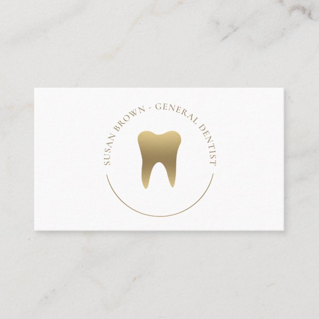Cartão de visita de logotipo dentário Dourado (Frente)
